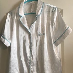 Silk white bride pjs.